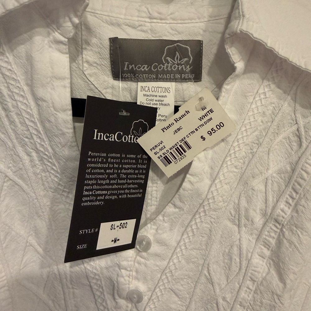 NWT Inca Cottons Pinto Ranch Button - Picture 3 of 4
